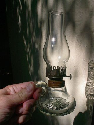 Scarce Old Very Small 1860s Civil War Era Antique Miniature Finger Oil Lamp A,