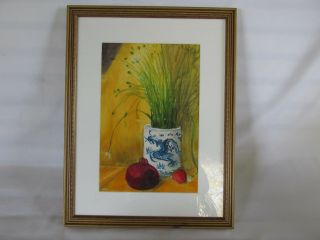 Vintage Fabulous Still Life Painting Watercolor,  Signed & Framed