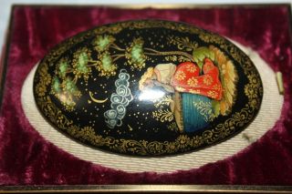 Antique Artist Signed Russian Hand Painted Lady Enamel Brooch Bd25
