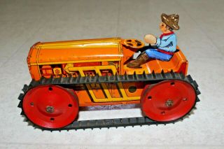 Marx Wind Up Tractor Litho Tin Toy Antique Vintage Farmer