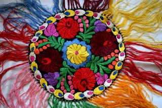 Antique Silk Hand Embroidered Matyo Embroidery 40cm