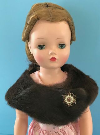 Vintage Fur Stole & Brooch Madame Alexander Cissy Doll Miss Revlon Toni