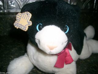 14 " Vintage Applause Bravo Black & White Kitty Cat Stuffed Animal Plush W/ Tag