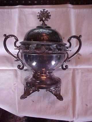 Silverplated Spooner Sugar Bowl With Spoon Holders Circa 1900s