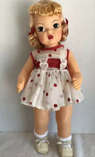 Vintage 16” Terri Lee Doll Blonde in Tagged 1956 Heart Fund Dress 3