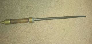 Detrroit.  Mich Brass Co.  18 " Knife Sharpening Brass Steel Antique W/ Wood Handle