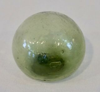 Vintage Japanese Blown Glass Fishing Float Olive Green 3 " Found In Hawaii