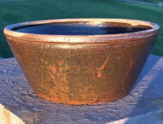 Antique Edgefield S.  C.  Stoneware Bowl W/ Incredible Glaze