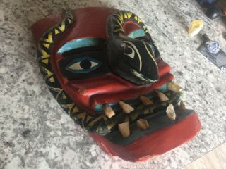 Antique Mexican Folk Art Snake mask 2