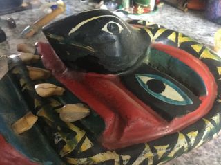 Antique Mexican Folk Art Snake mask 4