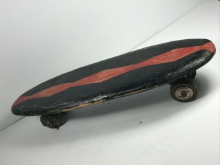 Antique Vintage Wood Skateboard W/ Steel Wheels Rustic Farm Primative Ks Nash