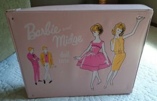 Vintage Barbie & Midge Pink Carrying Case For Dolls And Clothes Mattel 1963