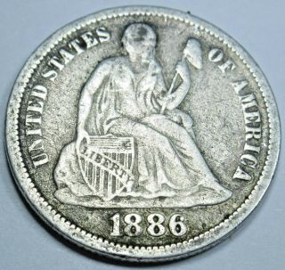 1886 - P Vf - Xf 10c Us Seated Liberty Dime 10 Cent Antique Old U.  S.  Silver Coin