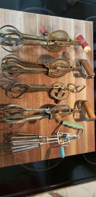 Antique Egg Beater (set Of 5,  Most State Made In Usa)
