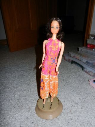 1971 Vintage Walk Lively Steffie In Outfit W/ Stand