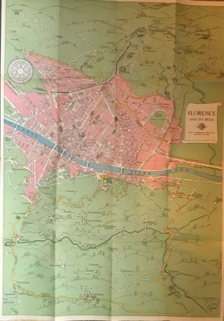 Antique Florence And Its Hills (firenze) Italy Street Map By R Bartolini,  Medici