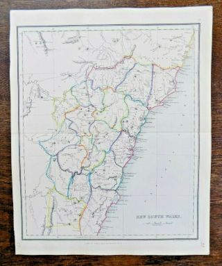 C1845 South Wales Tegg Findlay Australia Sydney 17 Counties Old Antique Map