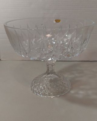 Hand Cut Lead Crystal Large Pedestal Glass Candy Dish