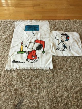 Snoopy Peanuts Vintage Hanging Towel And Wash Cloth