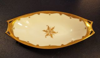 Vintage/antique Wa Pickard China " Favorite " Serving Dish/tray Encrusted Gold Mcm