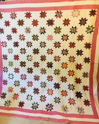 1860 Star Quilt.  Brilliant Colors.  Early Fabrics 3