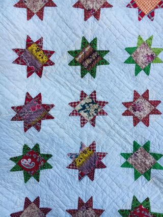 1860 Star Quilt.  Brilliant Colors.  Early Fabrics 4