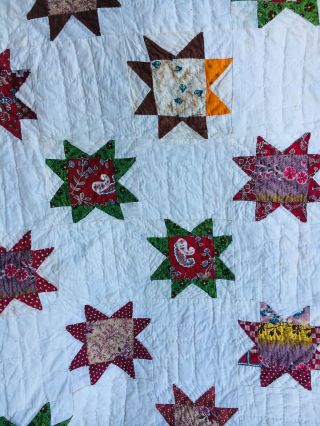 1860 Star Quilt.  Brilliant Colors.  Early Fabrics 8