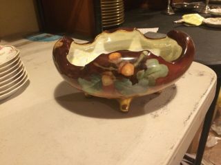 Antique Rosenthal Porcelain Hand Painted Shaped Nut Bowl Acorns Artist Signed