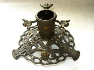 Small Antique Cast Iron Christmas Tree Stand Marked " 679 " W/winged Cherub Screws
