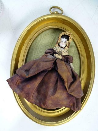 Antique German Bisque Porcelain Miniature Doll Victorian Lace Clothes Vintage