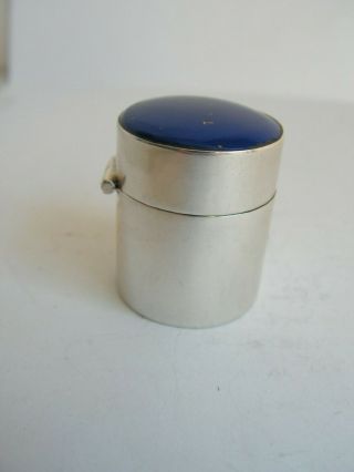 Vintage Hallmarked Solid Sterling Silver Box With Lapis Lazuli Lid