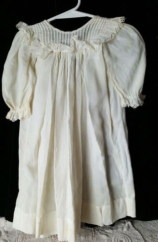 Antique Cotton & Eyelet Trim Baby Gown - Needs Some Tlc - Great 4 Lg.  Bisque Dolls