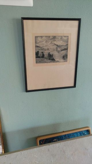 Vintage Lyman Byxbe Etching “first Glimpse Of Longs Peak Pencil Signed