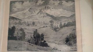 Vintage Lyman Byxbe Etching “First Glimpse of Longs Peak Pencil Signed 2