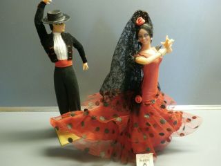 10 " Pair Vintage Chiclana Marin Spanish Flamenco Dancer Dolls Spain