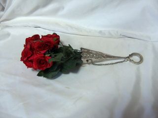 Antique Victorian Silver Tussy Mussy Tussie Mussie Nosegay Ornate Flower Holder