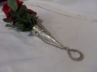 Antique Victorian Silver Tussy Mussy Tussie Mussie Nosegay Ornate Flower Holder 3