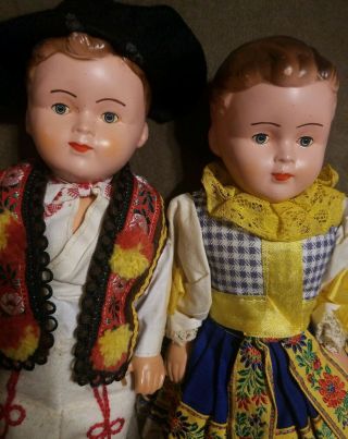 12 - In German Celluloid Vintage 1930s Schildkrot? Dolls Boy & Girl