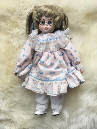 Brinn’s Collectible 16” Porcelain Doll,  Sabrina,  With Stand And Box.