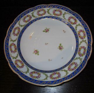Antique NYON Swiss Meissen Style Continental Porcelain Plate - 1/2 2