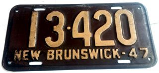 1947 Brunswick Vintage Antique Licence Plate 13 - 420