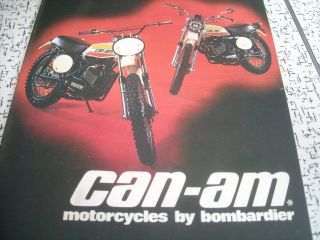 1974 Vintage Bombardier Can Am Mx 1 & Tnt Motorcycle Brochure Ski Doo