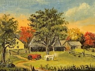 VINTAGE Miniature Dollhouse ARTISAN REAL Oil Painting by J.  Turner The Farm 1x3 3