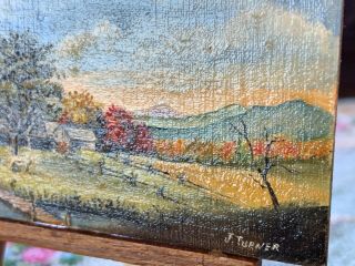 VINTAGE Miniature Dollhouse ARTISAN REAL Oil Painting by J.  Turner The Farm 1x3 6