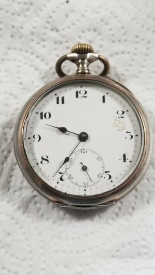 18s Antique 19th Century 800 Silver Remontoir Pocket Watch Running