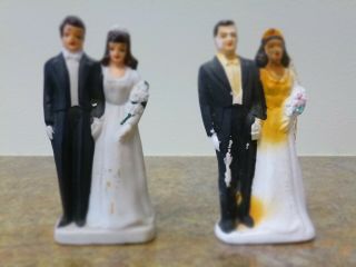 2 Antique Bride And Groom Wedding Cake Toppers,  Ships