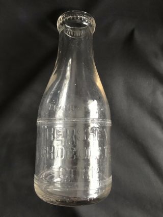 Antique Embossed Hershey Chocolate Corp Milk Bottle Quart Nov 1927 Hershey Pa