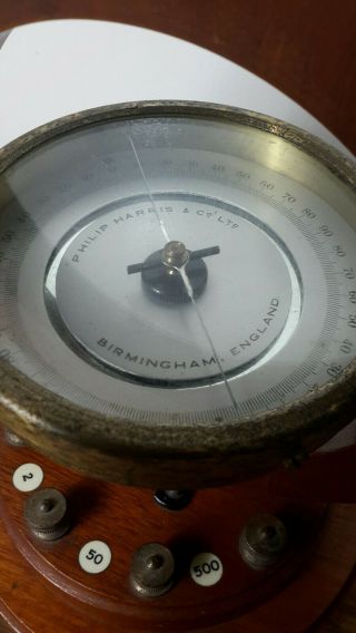 Antique Philip Harris & Co Galvonometer Mahogany & Brass No 11155 2