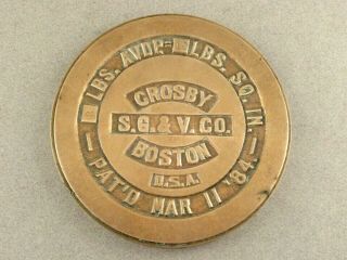 Antique Crosby S G & V Co Brass 2 Pound Scale Weight Boston Pat 