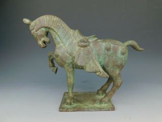 Old Fine Art Heavy Bronze Chinese Tang Dynasty Tomb Horse Sculpture Statue